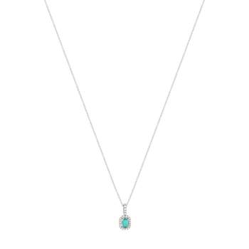Collier MATY Or 750 blanc Emeraude 0.4 ct et Diamants 0.17 ct