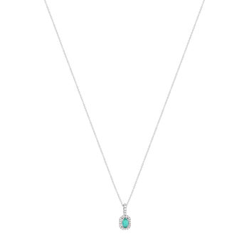 Collier MATY Or 750 blanc Emeraude et Diamants