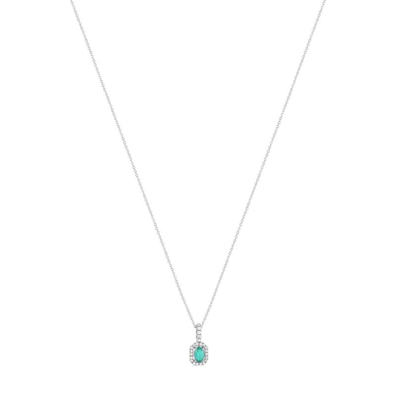 Collier MATY Or 750 blanc Emeraude et Diamants - vue 2