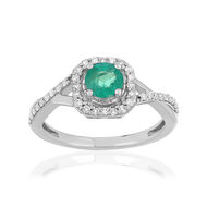Bague MATY Or 750 blanc Emeraude et Diamants