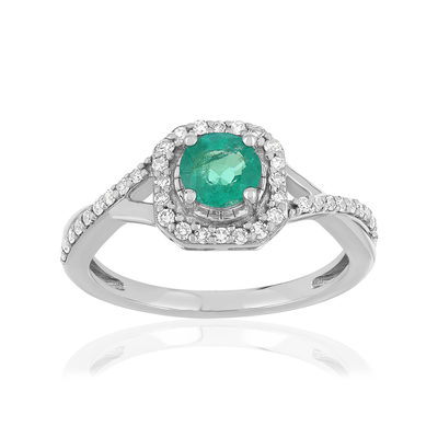 Bague MATY Or 750 blanc Emeraude et Diamants