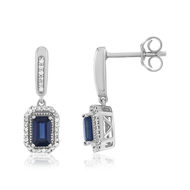 Boucles d'oreilles MATY Or 750 blanc Saphirs bleus et Diamants