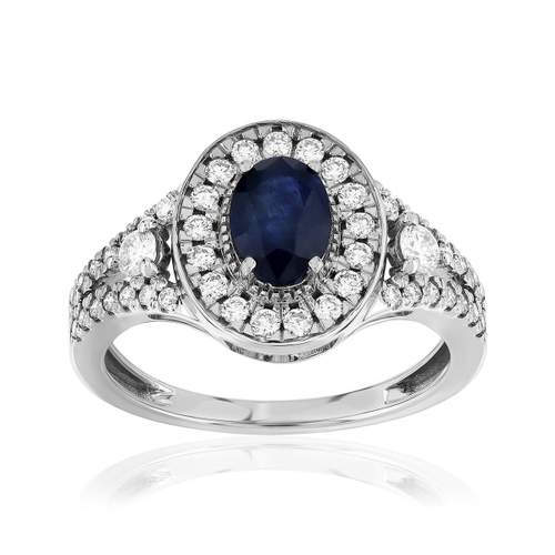 Bague MATY Or 750 blanc Saphir Diamants noirs traités et diamants blans