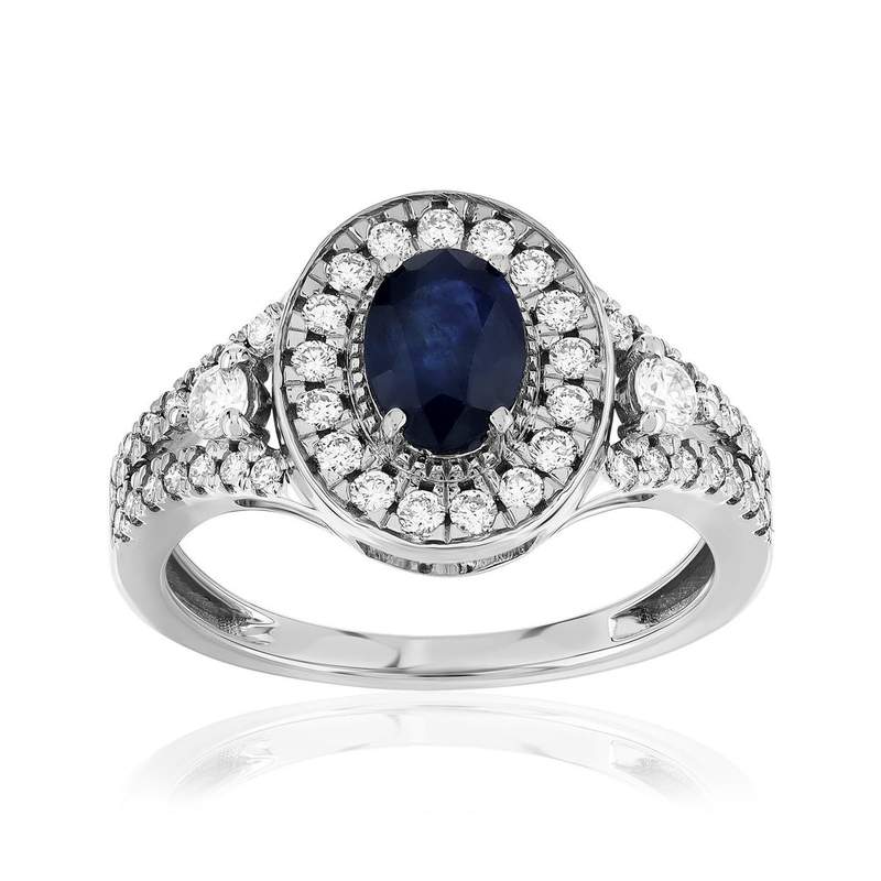 Bague MATY Or 750 blanc Saphir Diamants noirs traités et diamants blans - vue 1