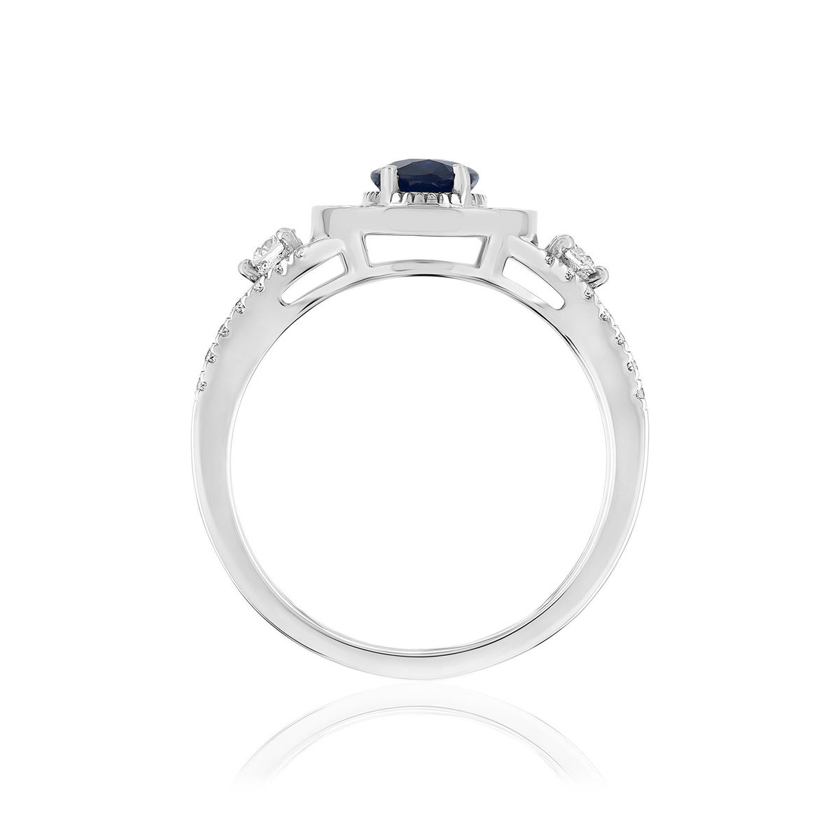 Bague MATY Or 750 blanc Saphir Diamants noirs traités et diamants blans - vue 2