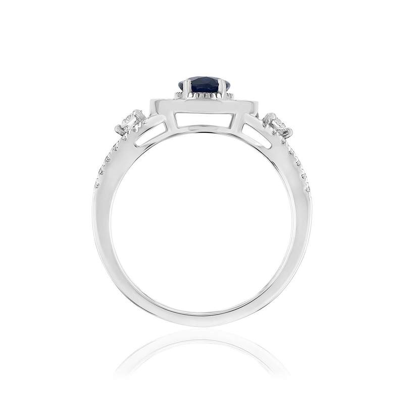 Bague MATY Or 750 blanc Saphir Diamants noirs traités et diamants blans - vue 2