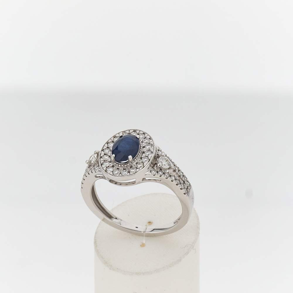 Bague MATY Or 750 blanc Saphir Diamants noirs traités et diamants blans - vue 2