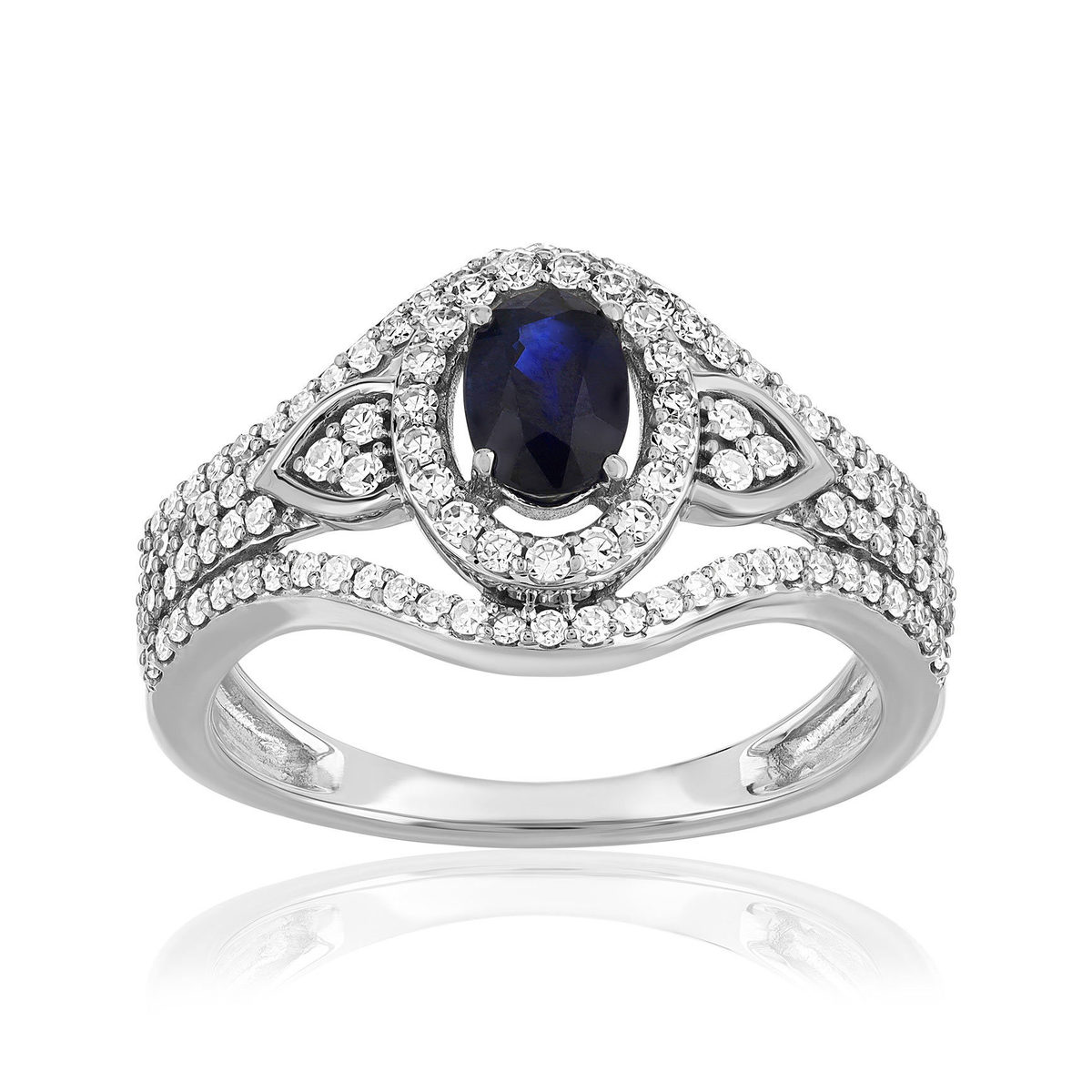 Gold 750 white gemstone ring