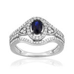 Bague or 750 blanc pierres précieuses - vue 1