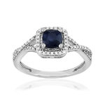 Bague or 750 blanc saphir diamant diamant - vue 1