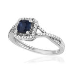 Bague or 750 blanc saphir diamant diamant - vue D1