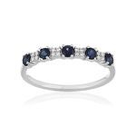 Bague or 375 blanc saphir diamant - vue 1