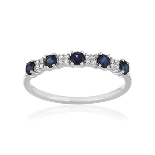 Bague or 375 blanc saphir diamant