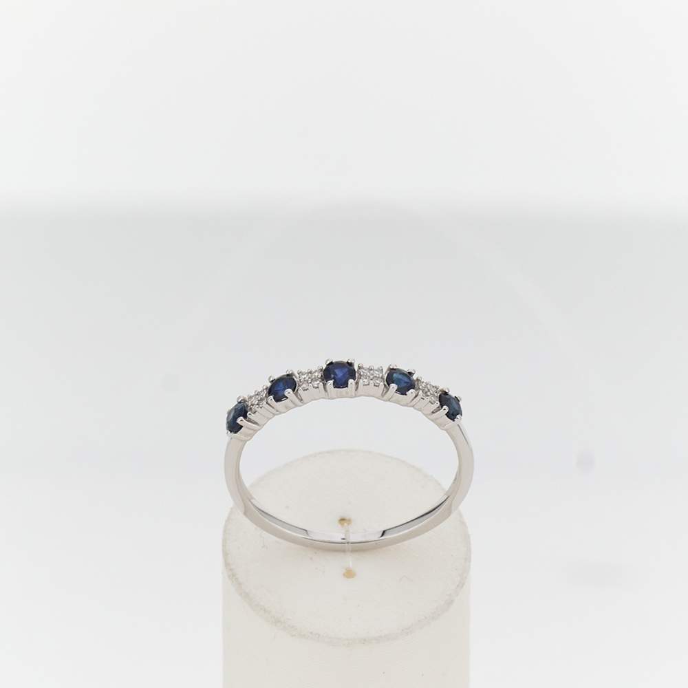 Bague or 375 blanc saphir diamant - vue 1