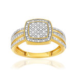 Bague or 375 2 tons rectangulaire diamants - vue 1