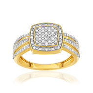 Bague or 375 2 tons rectangulaire diamants