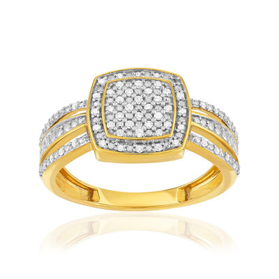 Bague or 375 2 tons rectangulaire diamants