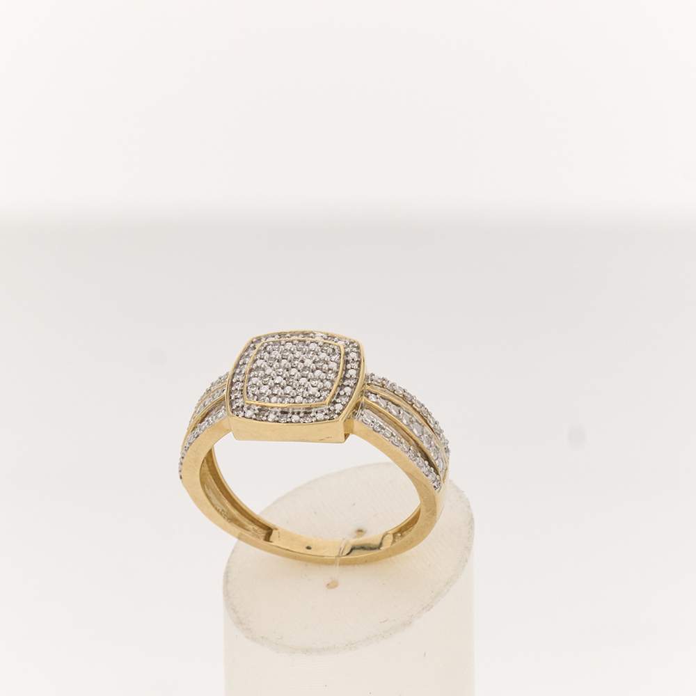 Bague or 375 2 tons rectangulaire diamants - vue 2