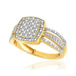 Bague or 375 2 tons rectangulaire diamants - vue D1