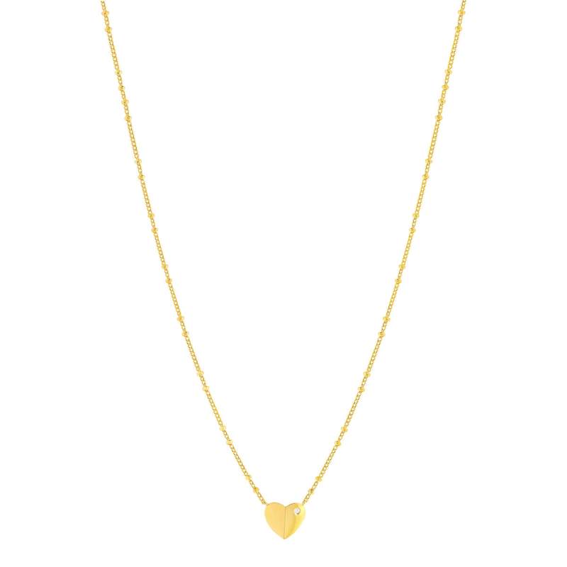 Collier plaqué or jaune coeur et zirconias45cm - vue 2