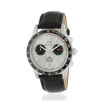 Montre MATY GM chronographe cadran blanc bracelet cuir noir - vue 1