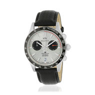 Montre MATY GM chronographe cadran blanc bracelet cuir noir