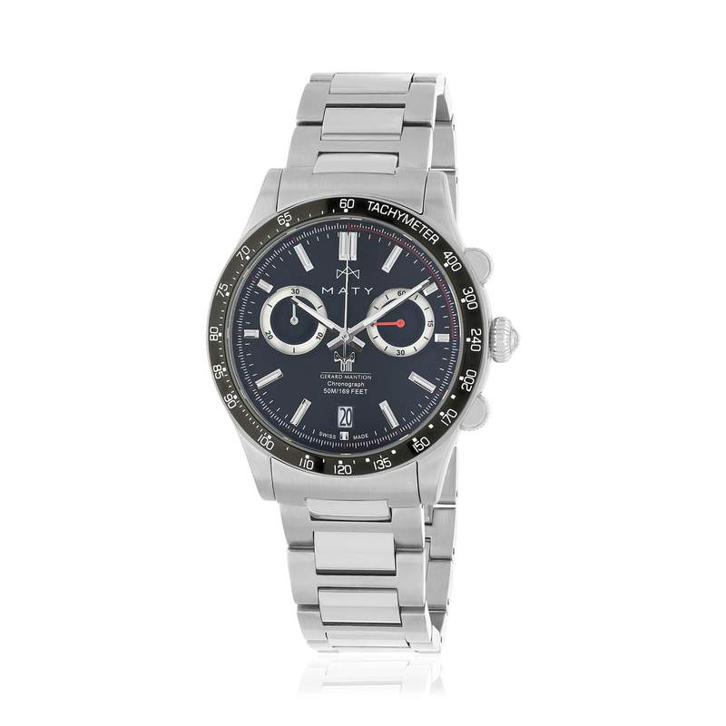 Montre MATY GM chronographe cadran gris bracelet acier - vue 1