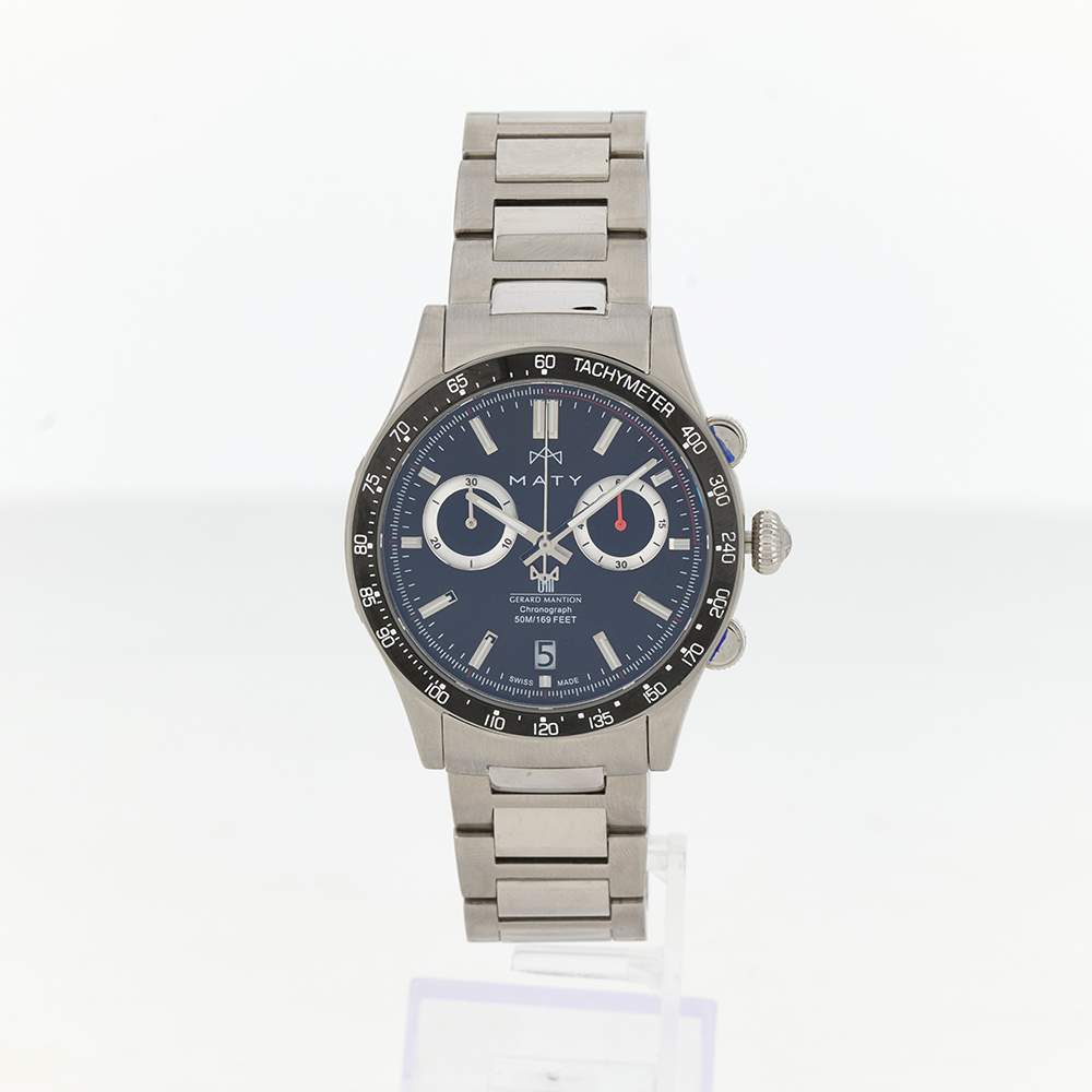 Montre MATY GM chronographe cadran gris bracelet acier - vue 1