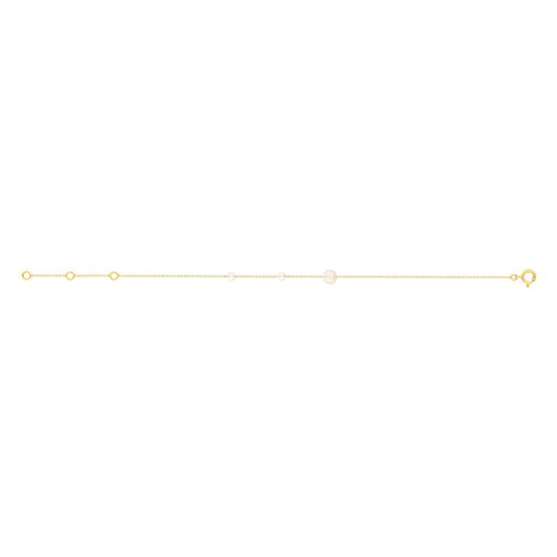 Bracelet or jaune 375, 3 perles de culture de Chine. Longueur 18 cm. - vue 2
