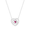 925 rhodium-plated silver necklace with synthetic ruby and zirconia stones, 45 cm - view V1
