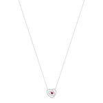 Collier coeur argent 925 rhodié rubis synthétique et zirconias 45cm - vue 2