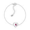 925 rhodium-plated silver heart bracelet with synthetic ruby and zirconia stones - view V1
