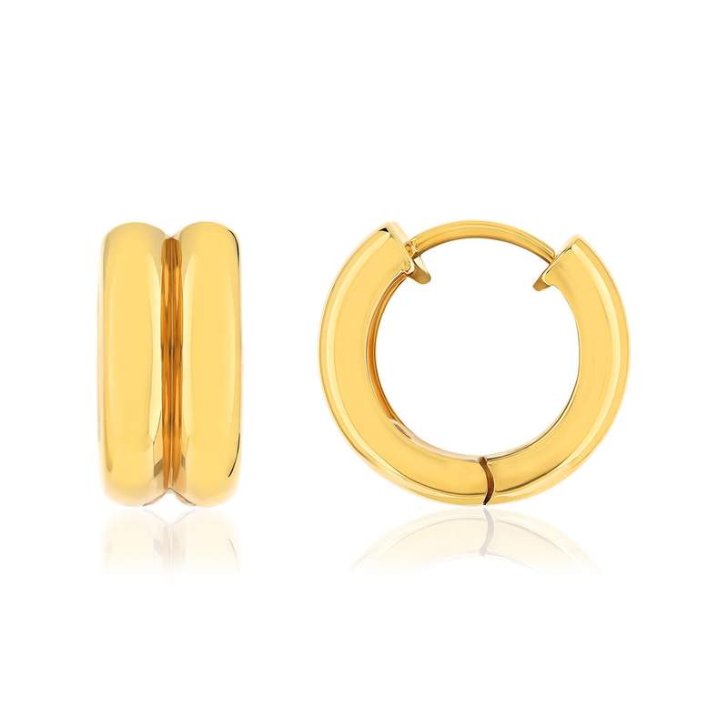 18mm yellow gold-plated hoop earrings - view 1