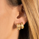 Boucles d'oreilles plaqué or jaune - vue porté 1