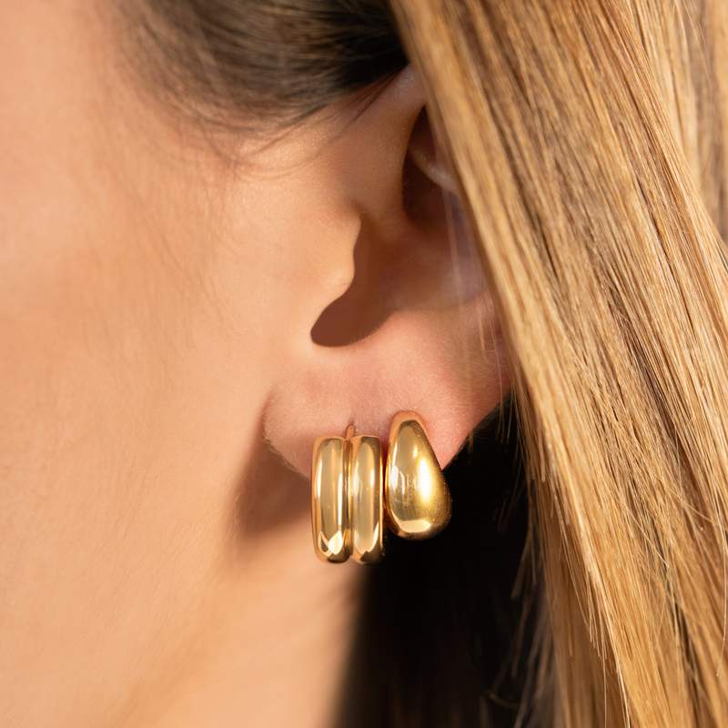 Boucles d'oreilles plaqué or jaune - vue porté 1
