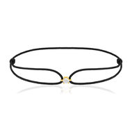 Bracelet or 750 jaune diamant 0.1 carat cordon noir