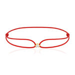 Bracelet or 750 jaune diamant 0.1 carat cordon rouge - vue 1
