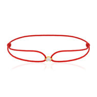 Bracelet or 750 jaune diamant 0.1 carat cordon rouge