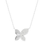 925 sterling silver necklace with flower motif and zirconia stones, 45 cm - view 1