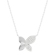 Collier argent 925 motif fleur zirconias 45cm