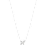 925 sterling silver necklace with flower motif and zirconia stones, 45 cm - view 2