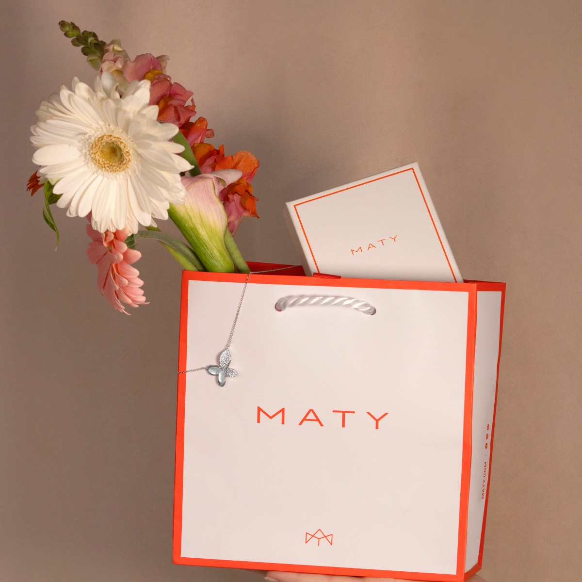 Collier argent 925 motif fleur zirconias 45cm - vue D1