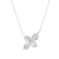 Collier argent 925 motif fleur zirconias 45cm