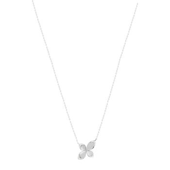 Collier argent 925 motif fleur zirconias 45cm