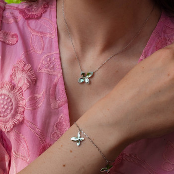 Collier argent 925 motif fleur zirconias 45cm