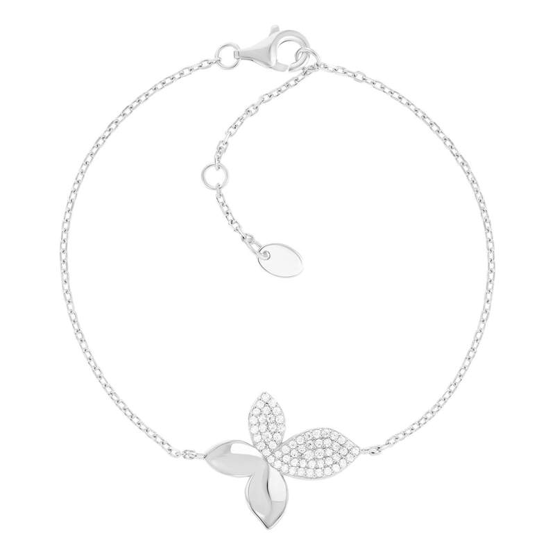 Bracelet argent 925 motif fleur zirconias - vue 1