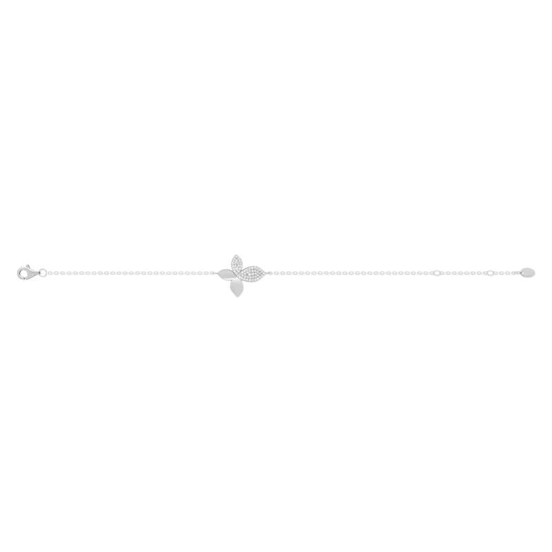 Bracelet argent 925 motif fleur zirconias - vue 2