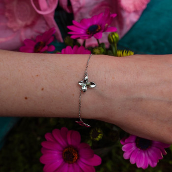 Bracelet argent 925 motif fleur