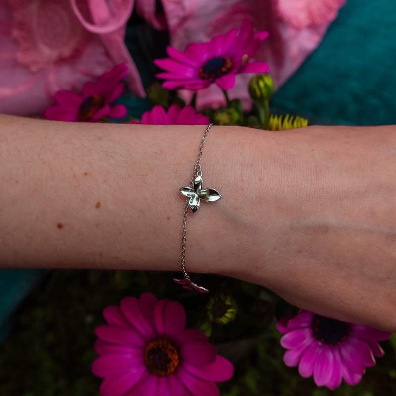 Bracelet argent 925 motif fleur - vue porté 3