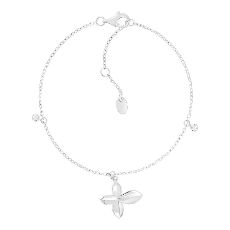 Bracelet argent 925 motif fleur zirconias - vue 1